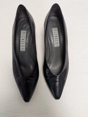 Vintage 80s NICKELS Navy Calfskin Leather Pumps - Made in Italy - Size 8.5 B